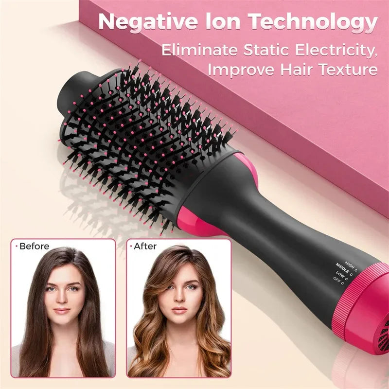 4-in-1 Women’s Hair Dryer Brush – Hot Air Styler with Straightener, Curler & Scalp Massager, Rapid Heat One-Step Volumizer