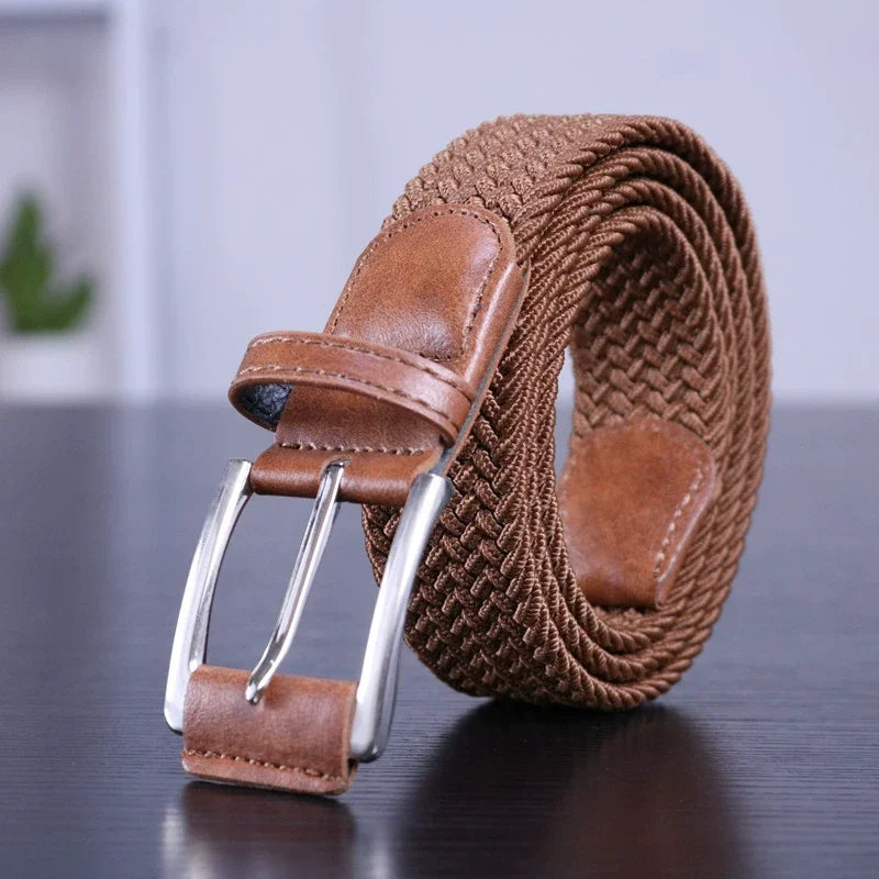 Unisex Canvas Belt Elastic Fabric Woven Quality Women Belts for Jeans Male Pin Buckle Expandable Braided Stretch Casual Straps