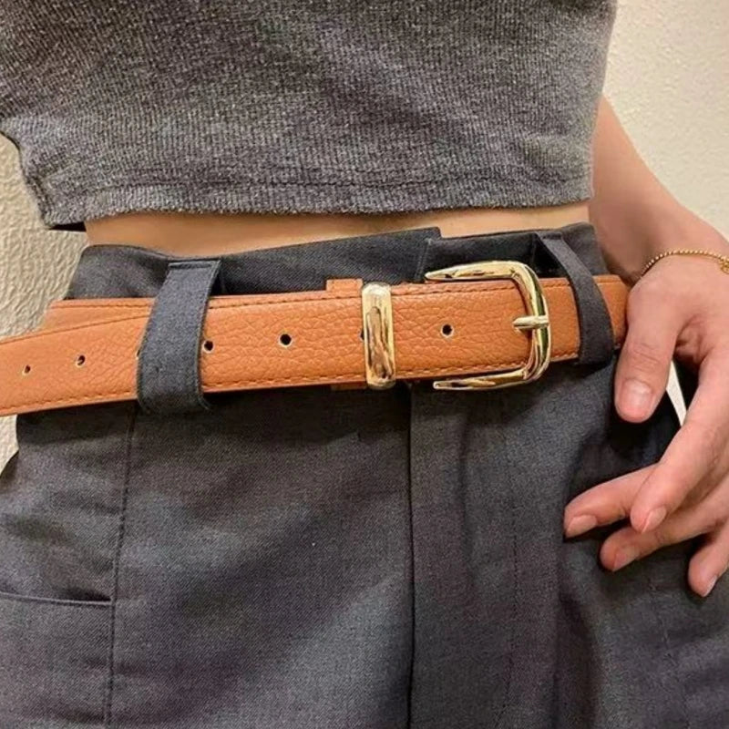 New Women Belts A Solid Color Casual, Retro and Elegant PU  Jeans Suitable for All Four Seasons