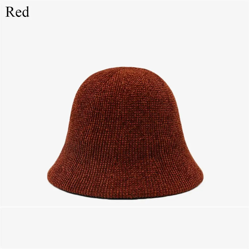 Thick Knitted Bucket Hat for Women – Warm Fisherman Beanie, Cold-Proof Casual Panama Cap for Fall & Winter”