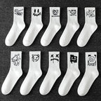 10 Pairs Men’s Sports Socks – Casual, Breathable & Versatile with Ghost Face Graffiti Design