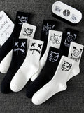 10 Pairs Men’s Sports Socks – Casual, Breathable & Versatile with Ghost Face Graffiti Design