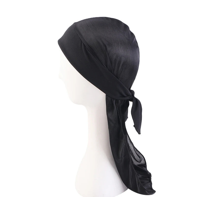 Ripped Long-Tail Pirate Hat for Men & Women – Elastic Hip-Hop Durag Headwrap