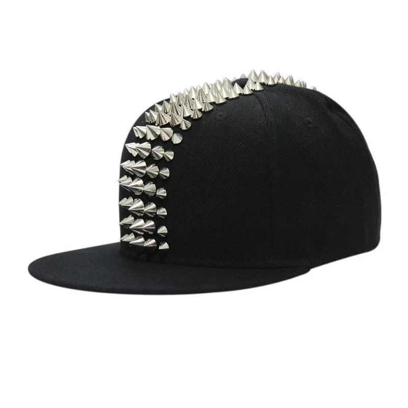 Hip Hop Street Dance Flat Brim Cap – Five-Row Plastic Rivets Bboy Baseball Hat for Men