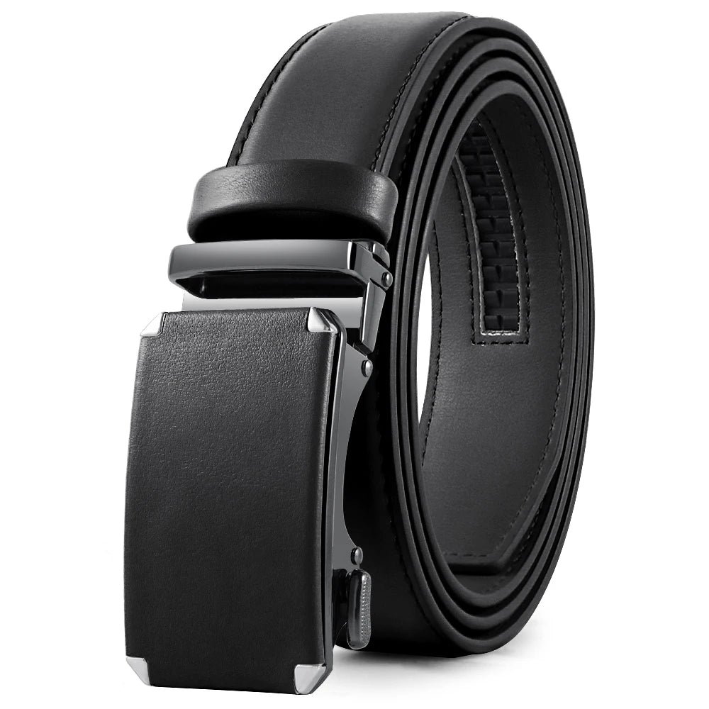 Men Belts Metal Automatic Buckle Brand High Quality Leather Belts for Men Famous Brand Luxury Work Business Strap