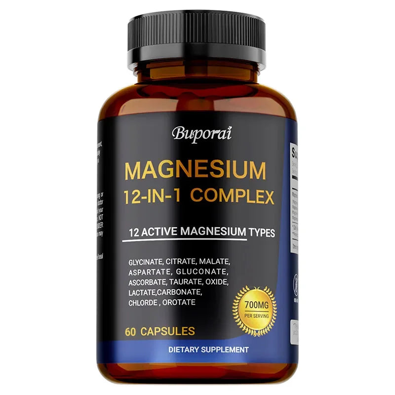 Magnesium Complex Capsules - Helps Relax, Strengthens Muscles, Bone, Heart Health, Improve Sleep, Stress & Anxiety Relief