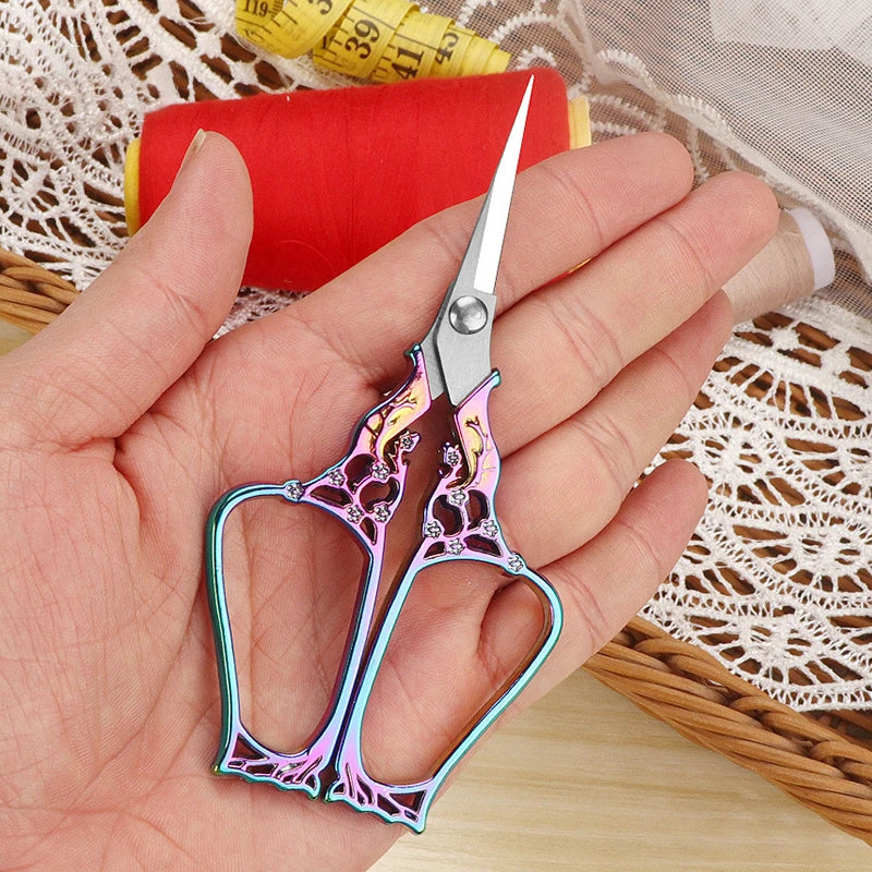 Retro Stainless Steel Tailor Scissors – Crane-Shaped Small Embroidery & Cross-Stitch Scissors for DIY Crafts and Home Use