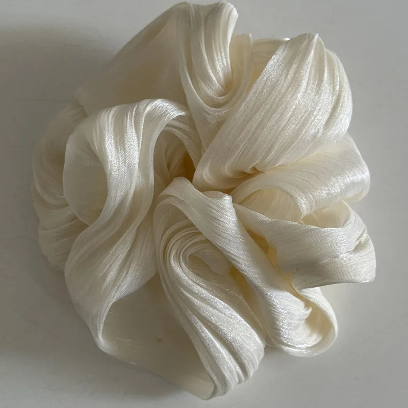 Fashion Vintage Chiffon Scrunchies with Glossy Finish – Elegant Ponytail Hair Bands