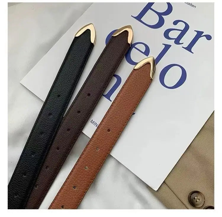 New Women Belts A Solid Color Casual, Retro and Elegant PU  Jeans Suitable for All Four Seasons