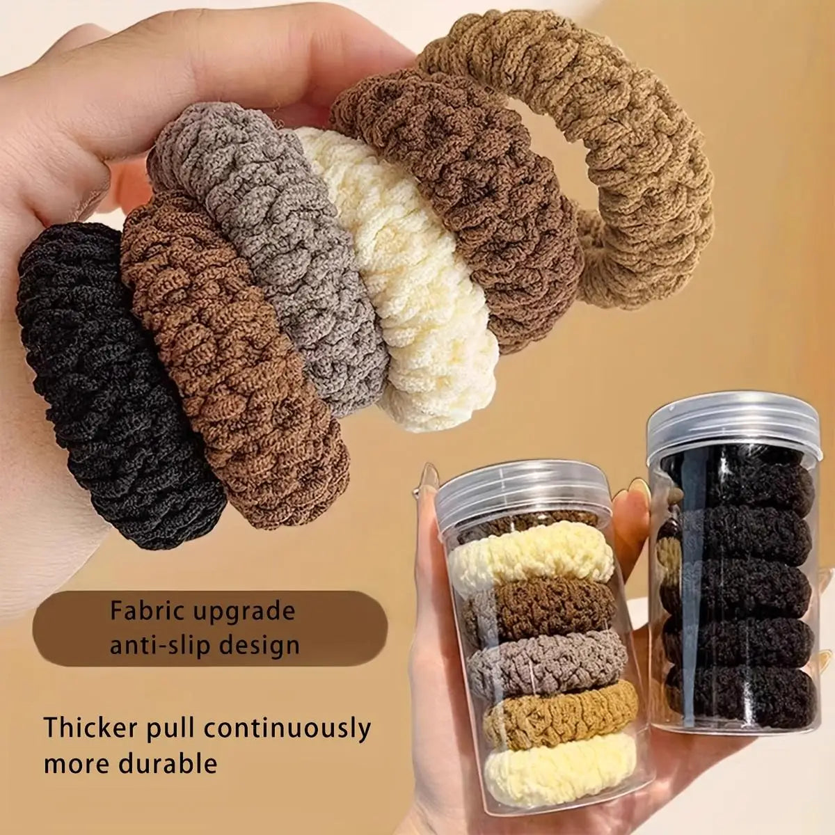 High-Elastic Durable Hair Ties – Thick Knit Seamless Scrunchies in Assorted Colors