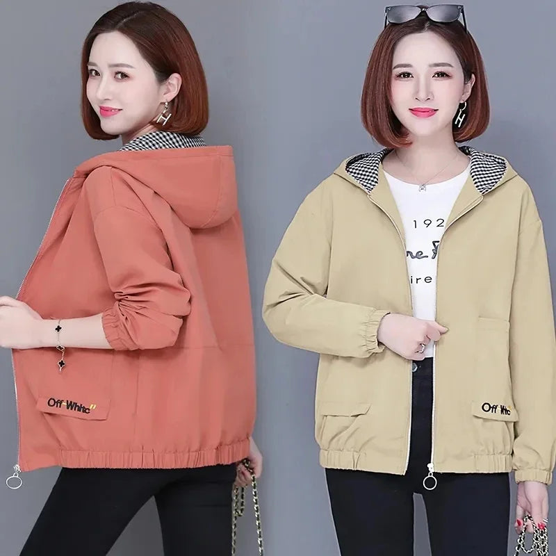 New Women’s Spring & Autumn Windbreaker – Korean Loose Casual Hooded Jacket