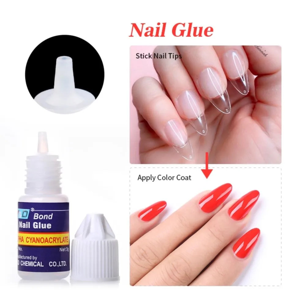 Fast-Drying Nail Glue – Strong Adhesive for False Nail Tips, Acrylic Art, Rhinestones & Gel Nails