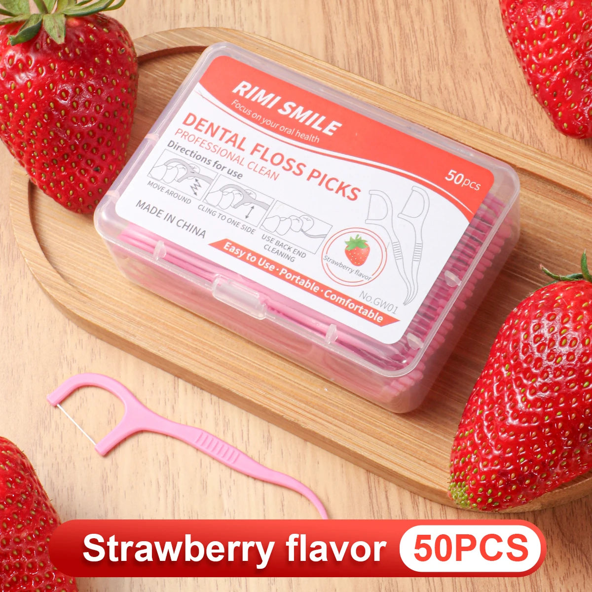 Hot Seller – 50PCS/Box – Fruit-Flavored Dental Floss Picks