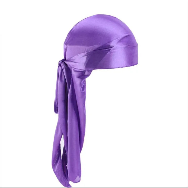 Unisex Satin Long-Tail Durag – Silky Turban, Pirate Hat & Headwrap for Men & Women