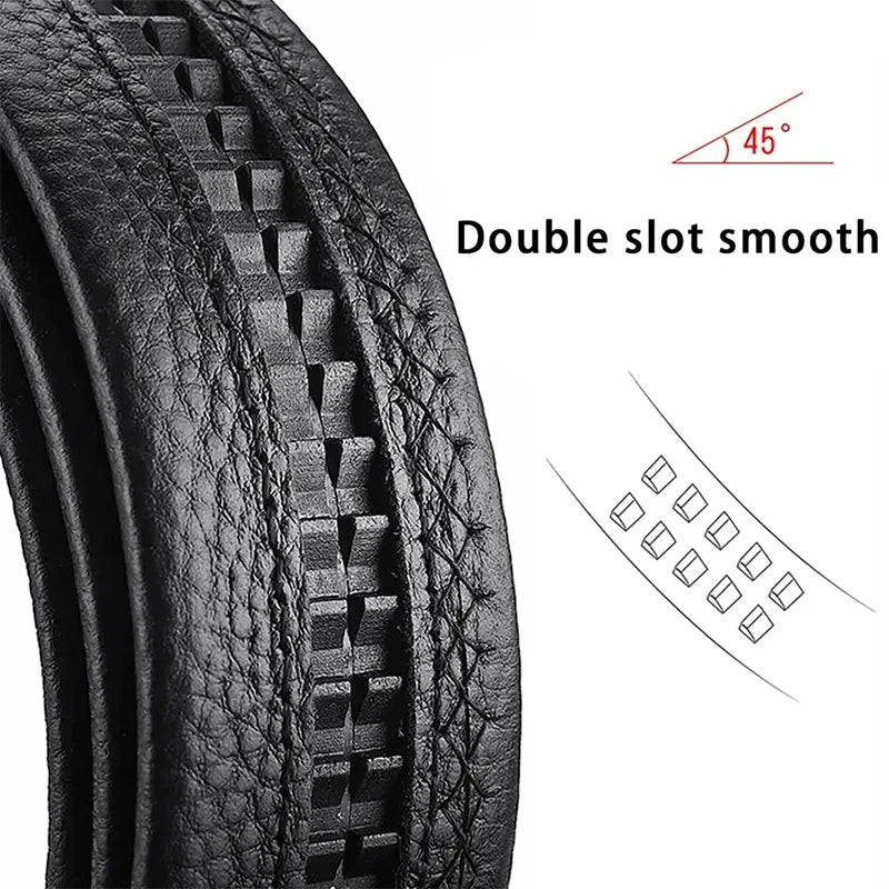 2Pcs Men's Belt Fashion Without Buckle High End Belts Black Soft PU Leather Men Belts Body No Buckle Strap