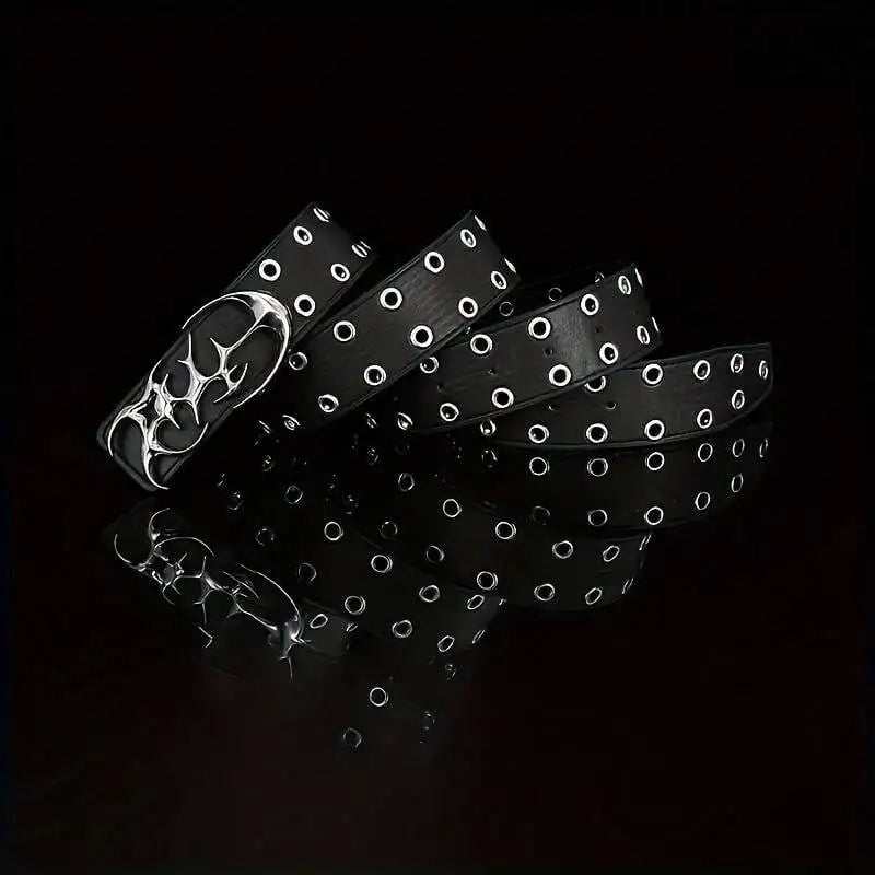 Men’s Genuine Leather Belt with Retro Metal Rivets – Fashionable and Versatile for Jeans