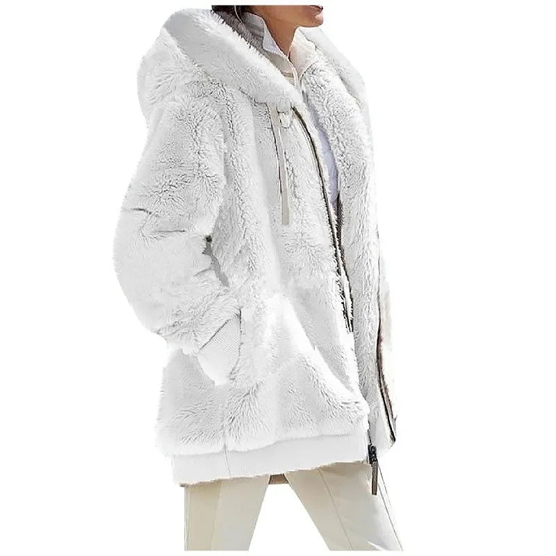 Autumn & Winter Fashion Women’s Coat – Casual Hooded Fleece Jacket