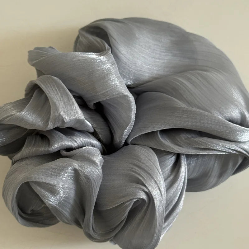 Fashion Vintage Chiffon Scrunchies with Glossy Finish – Elegant Ponytail Hair Bands