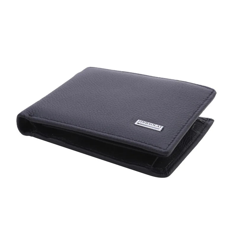 Vintage Short Men Wallets Genuine Leather Credit Card Holder Waterproof Men Purse Classic Coin Pocket Black Male Wallet