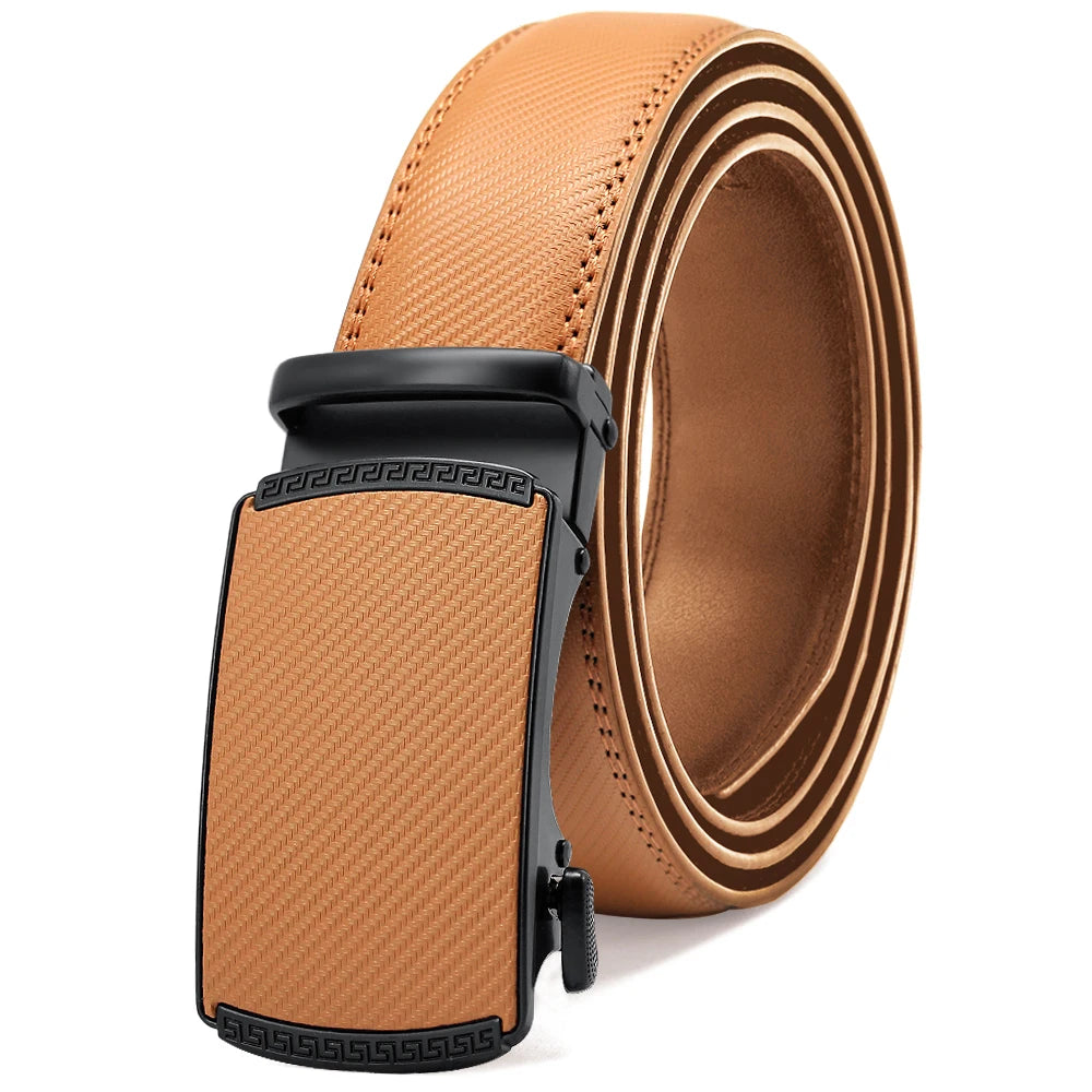 Men Belts Metal Automatic Buckle Brand High Quality Leather Belts for Men Famous Brand Luxury Work Business Strap