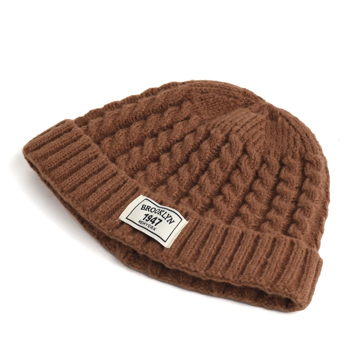 BROOKLYN Knitted Beanie – Warm Wool Hat for Men & Women, Simple Solid Skullies, Autumn & Winter Fashion Cap