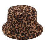 Leopard Print Bucket Hat – Women’s Outdoor Travel & Sun Cap for Autumn & Winter