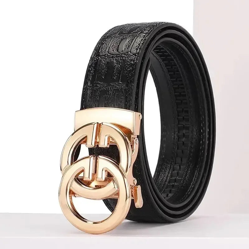 New Men Belts Fashion Pu Alloy Automatic Buckle Belt Business Casual Decoration Belt High Quality Men's Waistband Luxury Brand