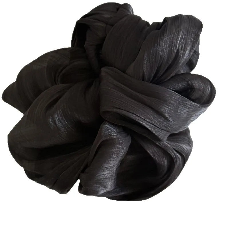 Fashion Vintage Chiffon Scrunchies with Glossy Finish – Elegant Ponytail Hair Bands