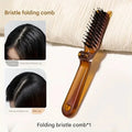 Portable Foldable Hair Comb with Boar Bristle Hair Brush – Scalp Massage Hair Styling Accessory