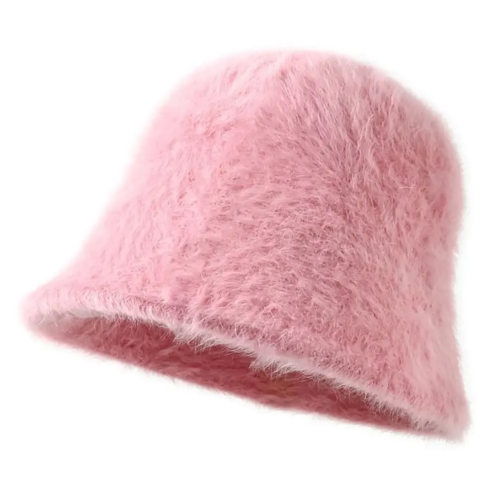 Thick Knitted Bucket Hat for Women – Warm Fisherman Beanie, Cold-Proof Casual Panama Cap for Fall & Winter”