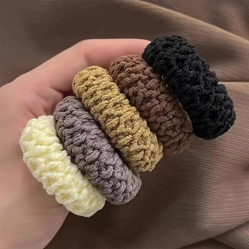 10-Piece High-Elastic Thick Hair Rope Set – Elegant Solid-Color Bun Ties for Women