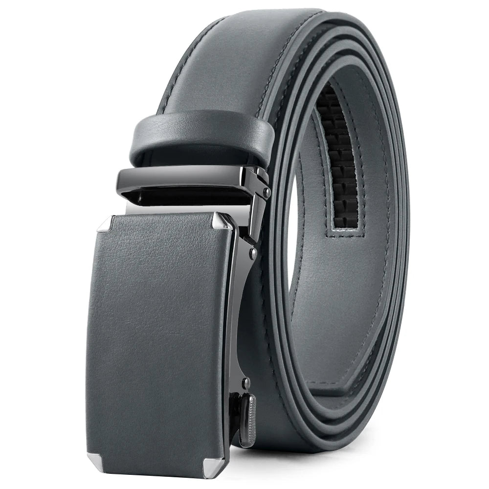 Men Belts Metal Automatic Buckle Brand High Quality Leather Belts for Men Famous Brand Luxury Work Business Strap