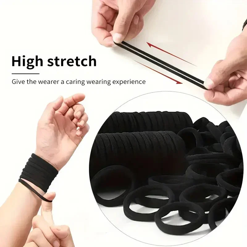 High-Elastic Black Hair Bands for Women and Girls – Simple Ponytail Holders