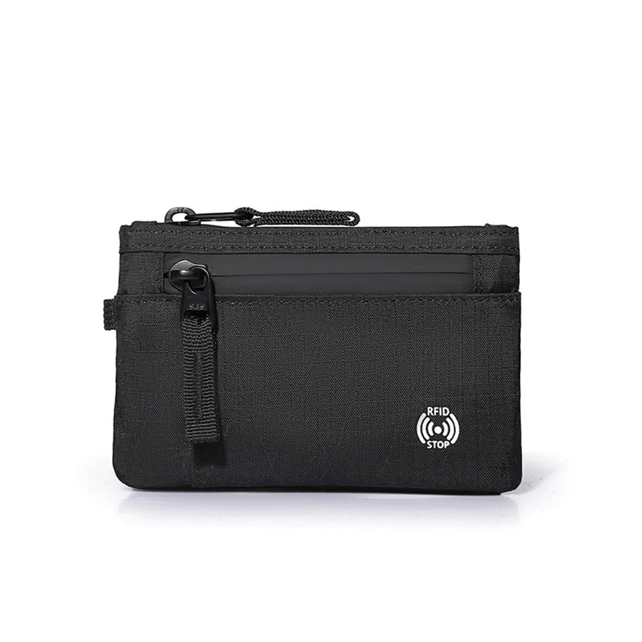 Credit Card Holder Men Wallets Luxury Nylon Slim Wallet Zipper Key Card Case Male Tactical Purse Coin Purse With Carabiner