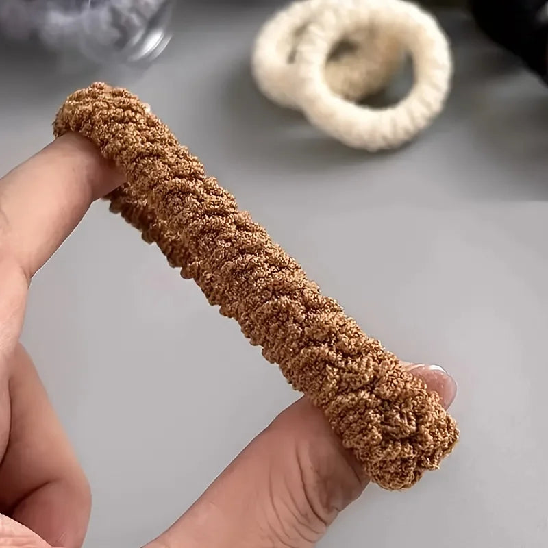 10-Piece High-Elastic Thick Hair Rope Set – Elegant Solid-Color Bun Ties for Women