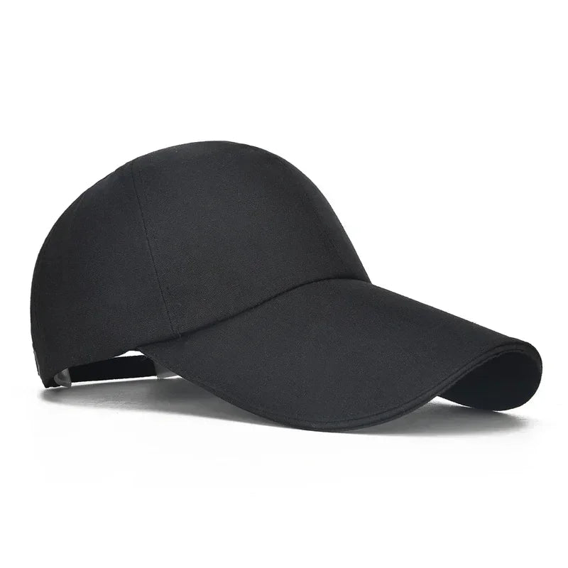 Canvas Long-Brim Snapback Cap – Casual Summer Hat for Men & Women, Sun-Blocking Design