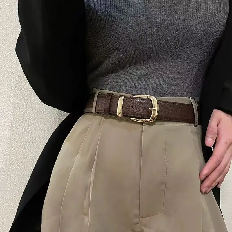 New Women Belts A Solid Color Casual, Retro and Elegant PU  Jeans Suitable for All Four Seasons