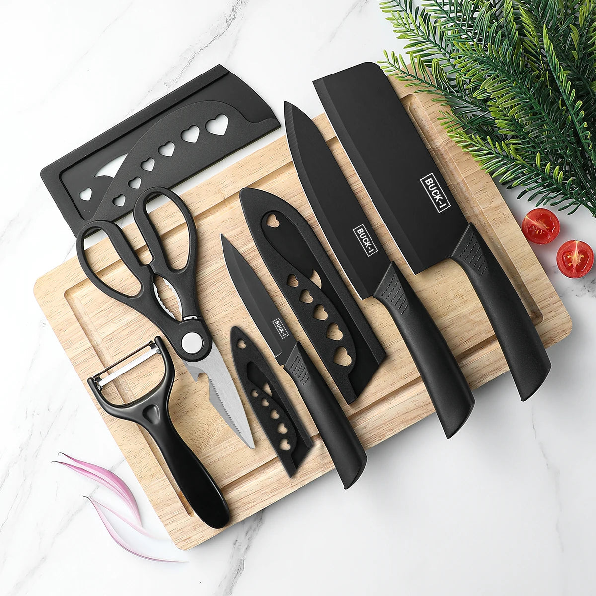 3–5 Piece Black Stainless Steel Kitchen Knife Set – Complete Kitchen Collection for Home, Dorm, and Everyday Cooking, Includes Chef’s Knife