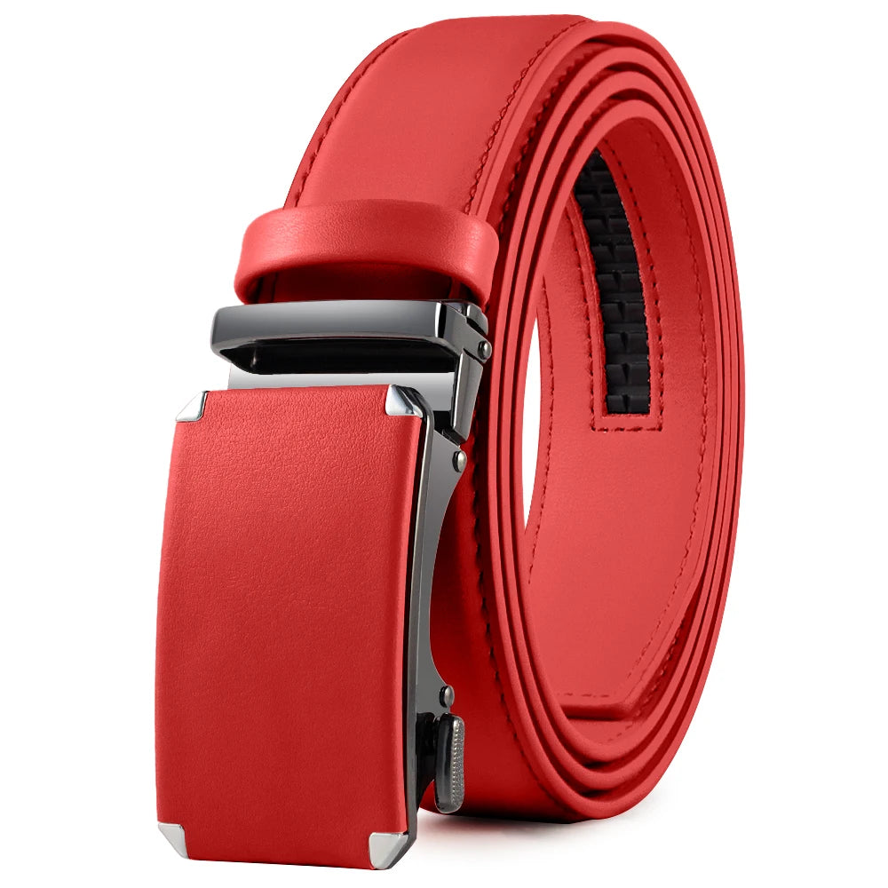 Men Belts Metal Automatic Buckle Brand High Quality Leather Belts for Men Famous Brand Luxury Work Business Strap