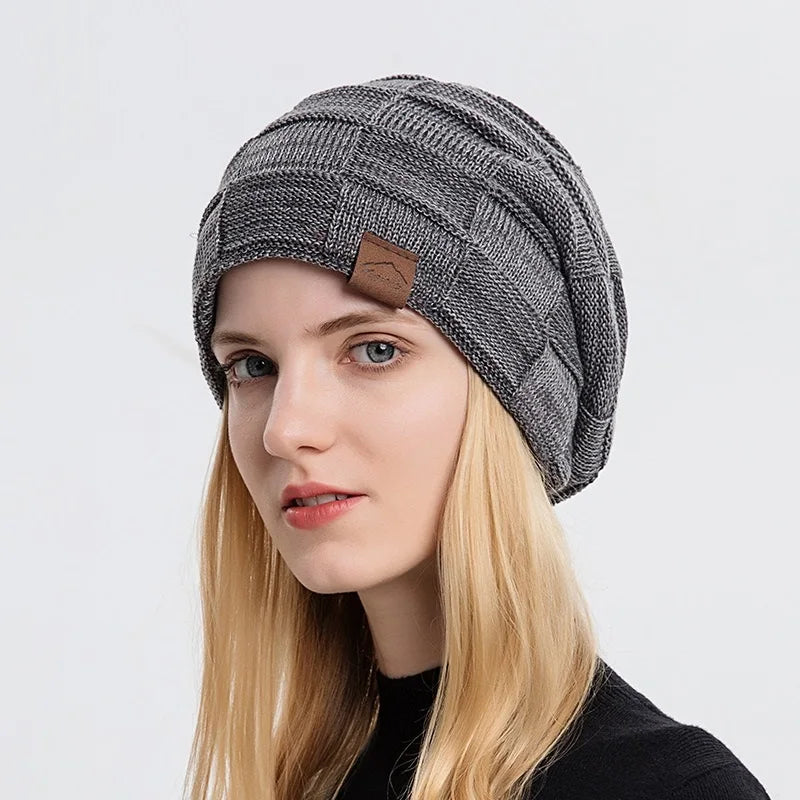 Women’s Winter Hot Sale Hat – Fashionable Slouchy Warm Multicolor Knitted Beanie, Trendy Design