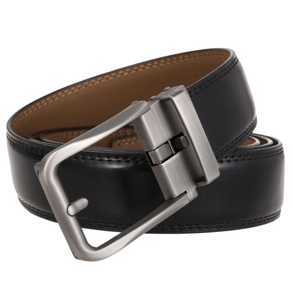 Men Belts Designer Buckle Genuine Cow Leather Luxury Gift Formal Ceinture Homme Business Cowboy Waistband Trouser Ratchet