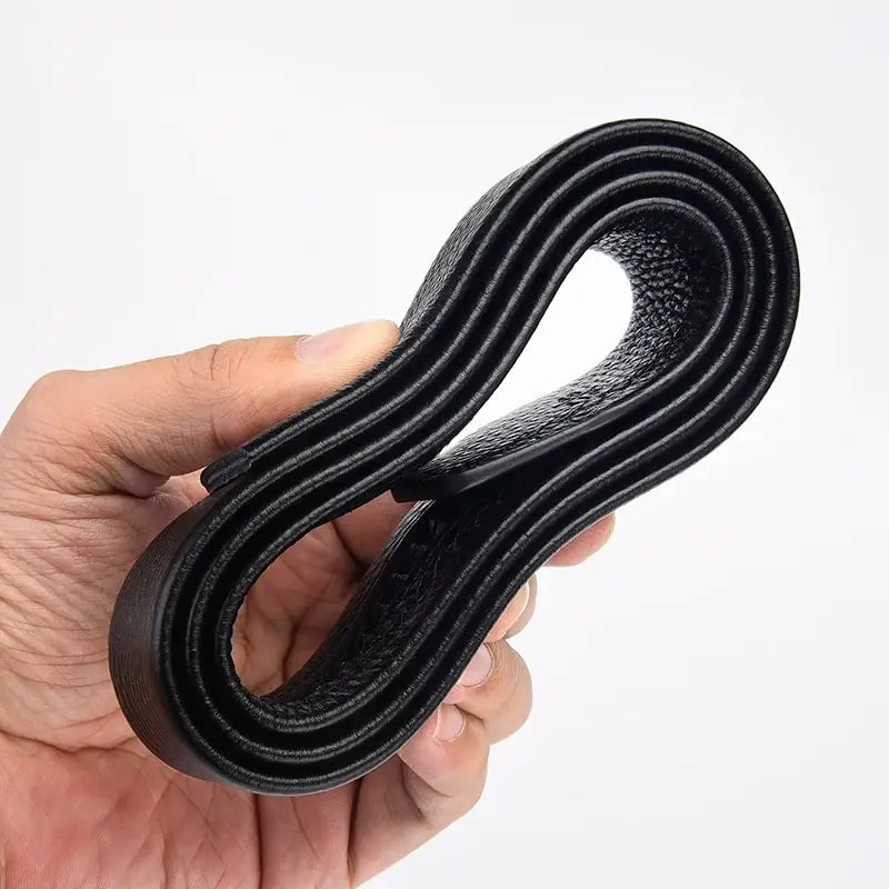 2Pcs Men's Belt Fashion Without Buckle High End Belts Black Soft PU Leather Men Belts Body No Buckle Strap