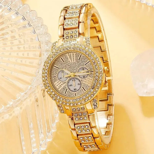 1/3PCS Luxury Women’s Quartz Watch with Roman Dial