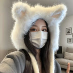 Women’s Winter Ear Plush Hat | Warm Fur Streetwear Cap for Outdoors, Sweet Gift for Girls