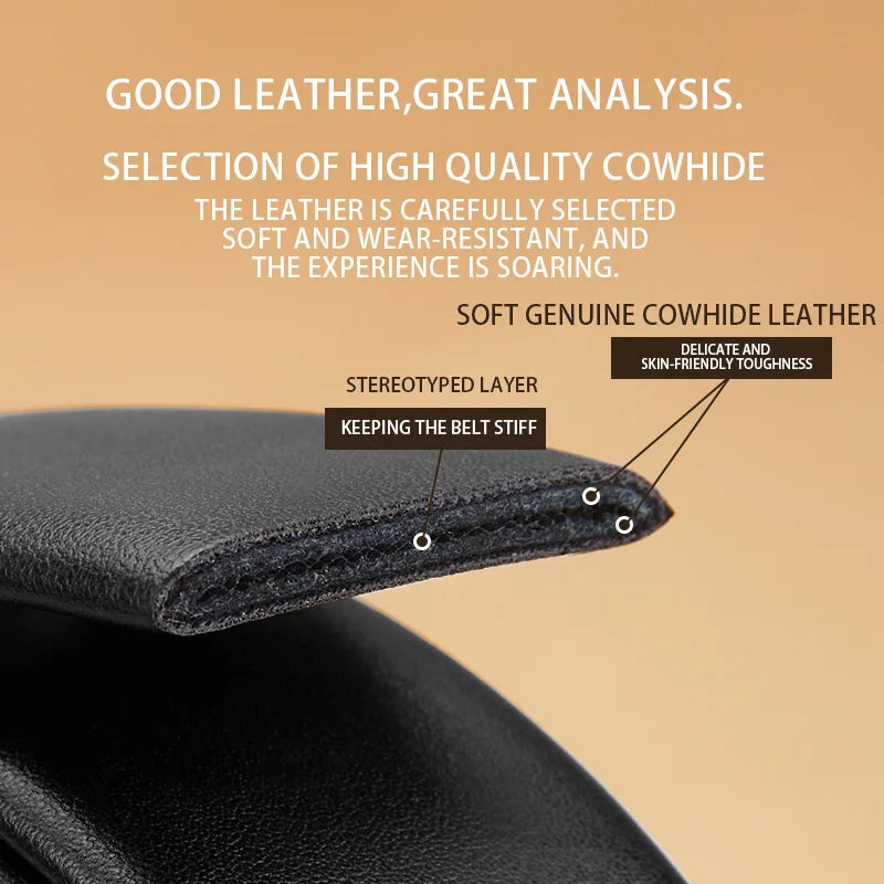 OYIFAN belt for men Business Men Genuine Leather Luxury Cowhide Men Belts Girdle Man Automatic belts Ratchet belt