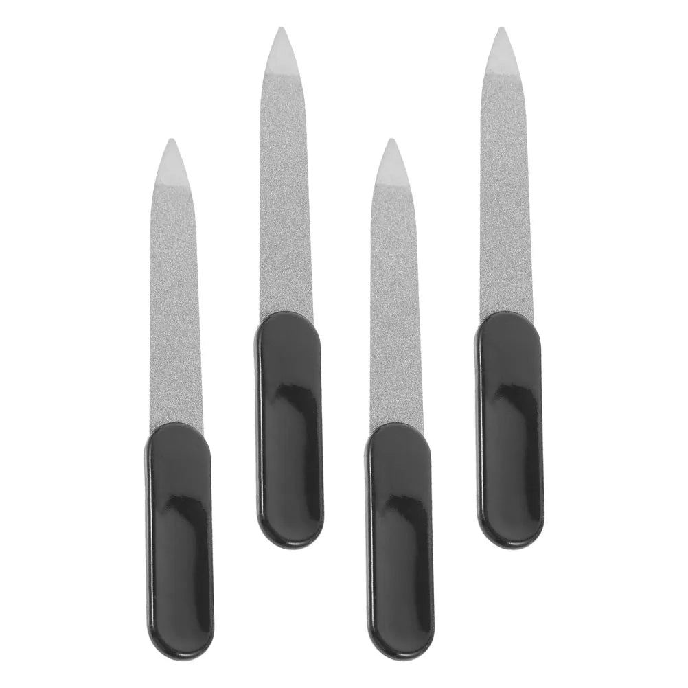 4-Piece Stainless Steel Double-Sided Nail File – Fine Grit for Natural, Sensitive Nails