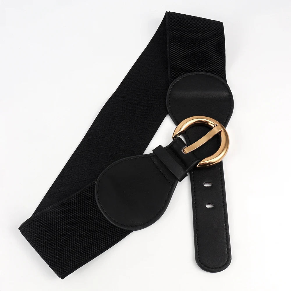 Women Belts PU Leather Corset Belt Female Metal Buckle Belts for Ladies Leisure Dress Jeans Wide Waistband