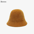 Thick Knitted Bucket Hat for Women – Warm Fisherman Beanie, Cold-Proof Casual Panama Cap for Fall & Winter”