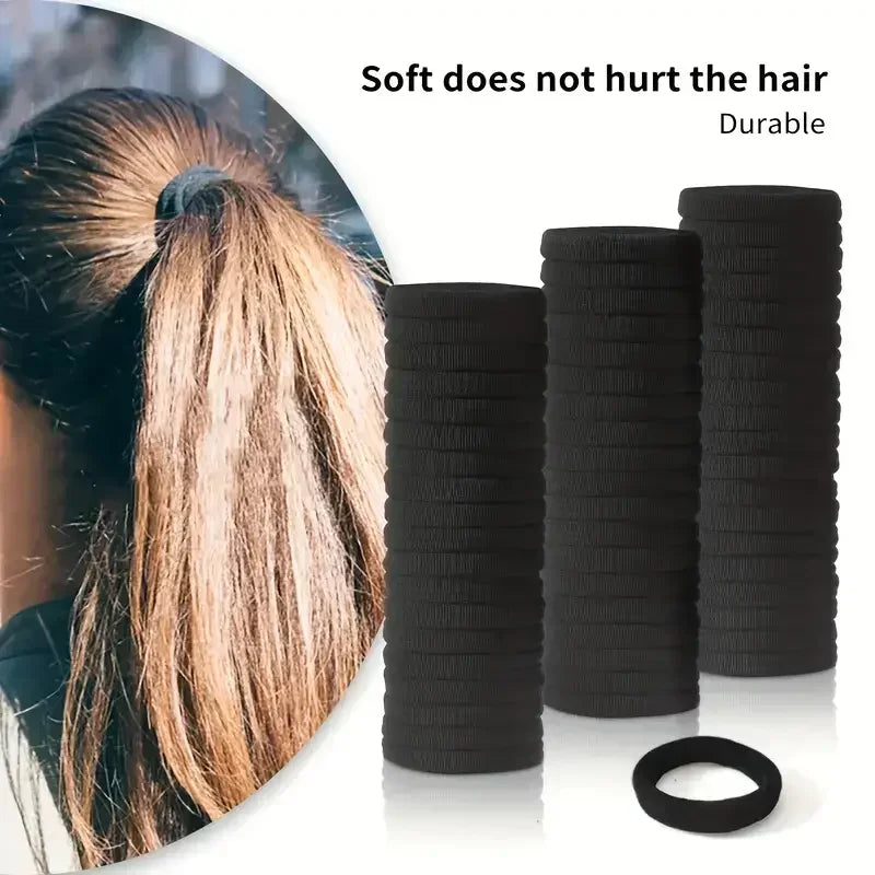 High-Elastic Black Hair Bands for Women and Girls – Simple Ponytail Holders