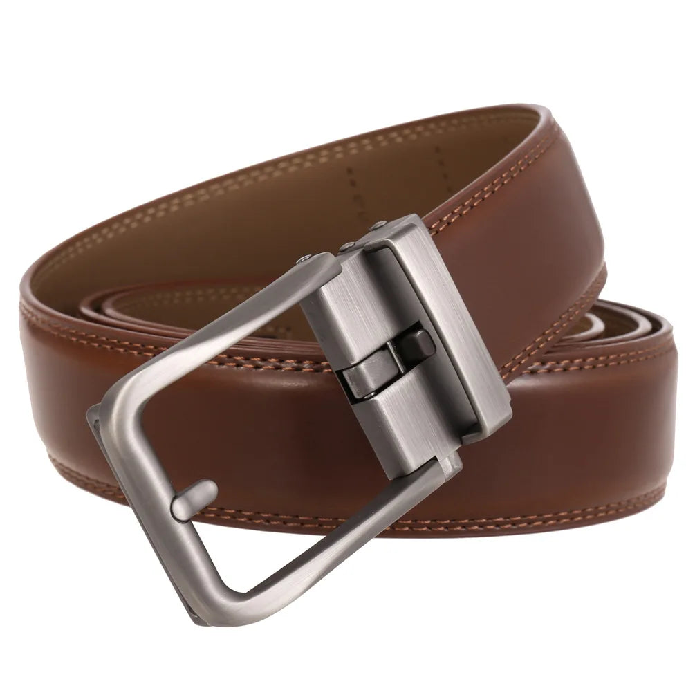 Men Belts Designer Buckle Genuine Cow Leather Luxury Gift Formal Ceinture Homme Business Cowboy Waistband Trouser Ratchet